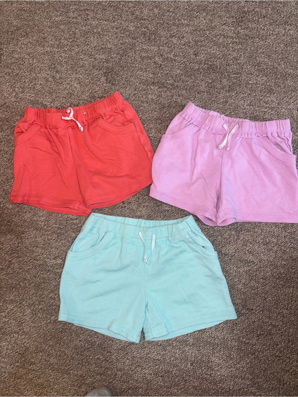 Girls' Drawstring Everyday Shorts - Coral, Lavender, Aqua
